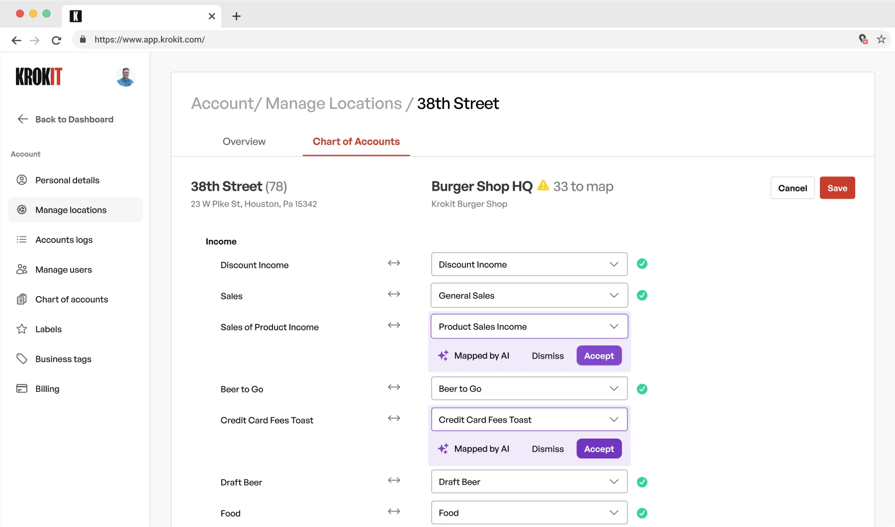 Krokit AI Mapping Feature